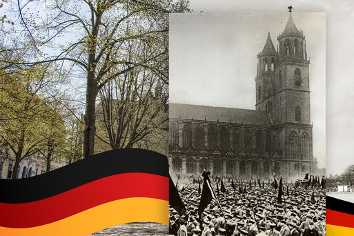 Fotomontage: Der Domplatz 1924 und 2024