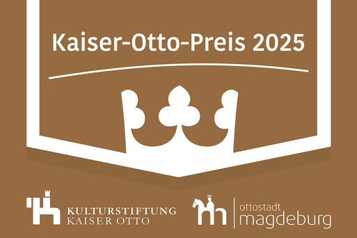 Weiße Krone vor braunem Grund mit der Aufschrift "Kaiser-Otto-Preis 2025"