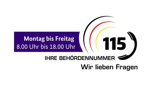 Logo Behrdennummer 115 mit Servicezeiten