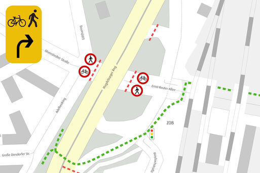 Bild vergrößern: Grafik Umleitung Damaschkeplatz