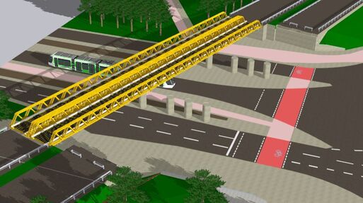 Visualisierung der Behelfsbrücken über den Magdeburger Damaschkeplatz