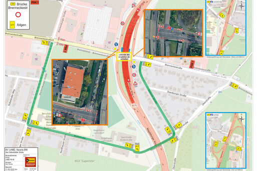 Bild vergrößern: Umleitungen Brenneckestraße alle Verkehrsarten