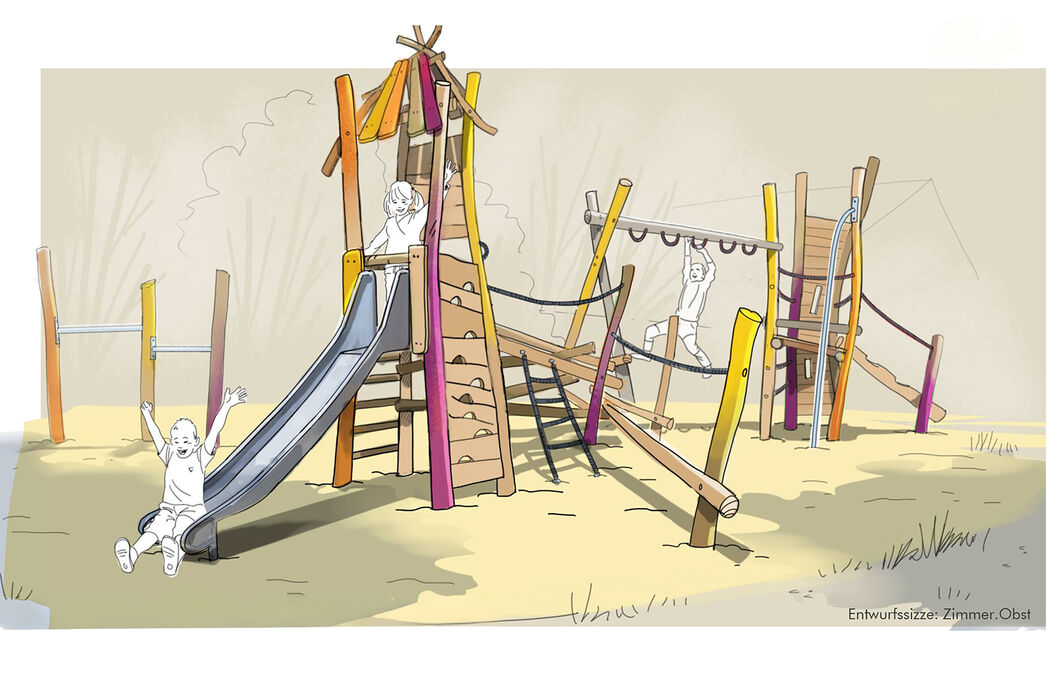 Skizze eines Kinderspielplatzes für Magdeburg Otterlseben