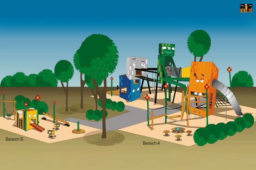 Grafik der Gestaltung des Spielplatzes in der Gröninger Straße Magdeburg
